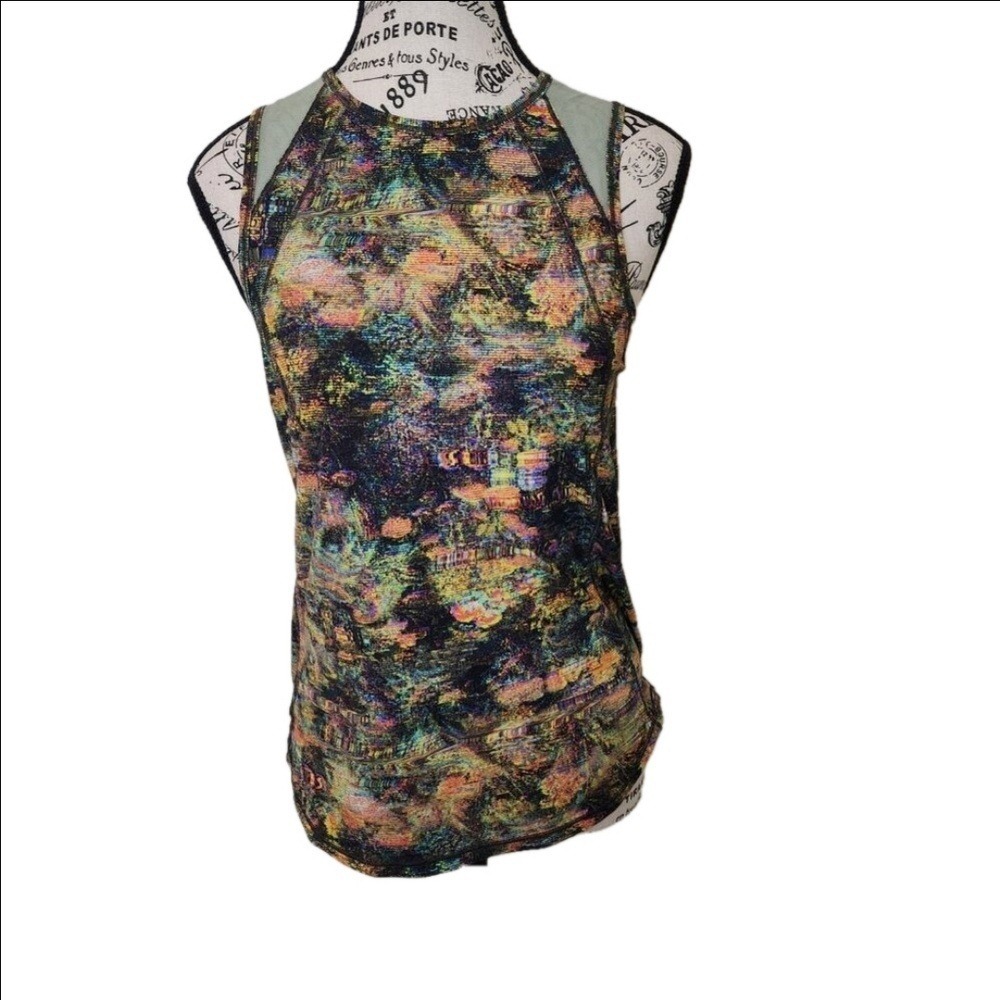 Lululemon Multicolor Abstract Print Racerback Workout Tank No Size Tag